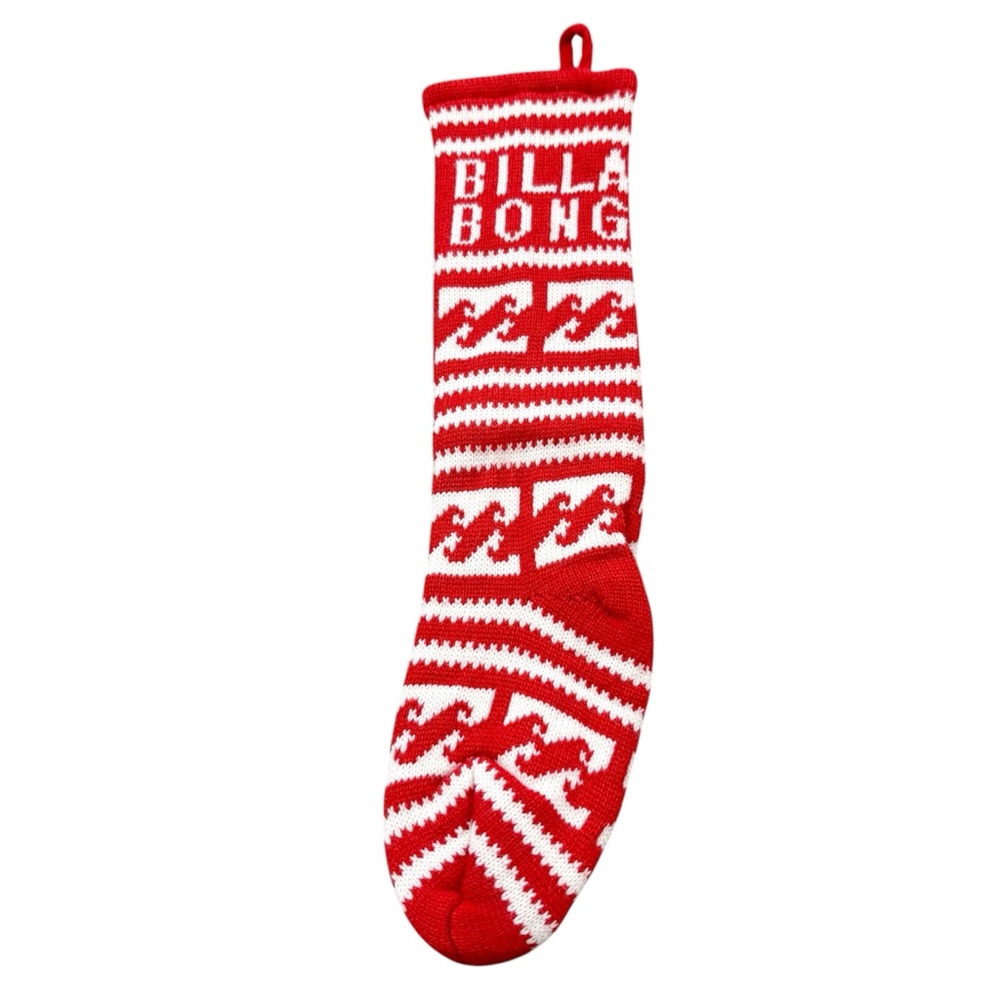 Billabong Red and White Knit Holiday Christmas Stocking